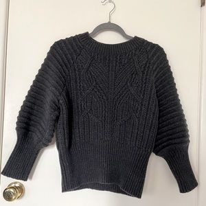 EUC Charcoal grey cable knit merino wool sweater